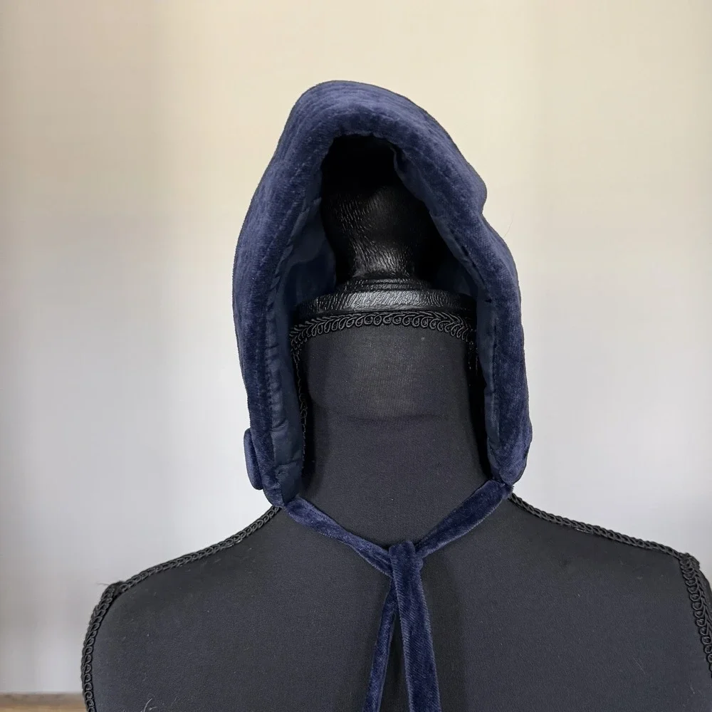 Vintage Emily Jane Made In England Velvet Baby Bonnet Blue Medium Heirloom